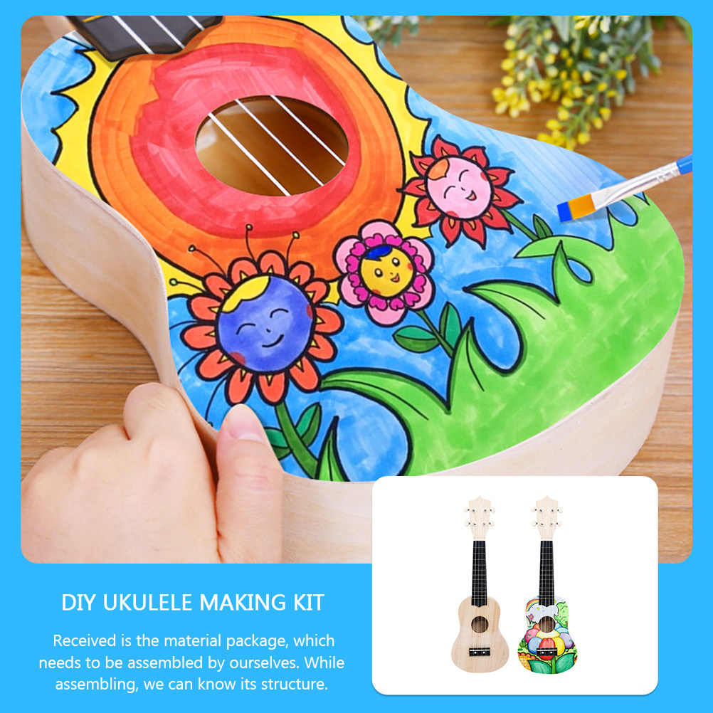 1Set DIY Ukulele Making Kit Wo - Musical Instrument Diy For Kids 评论和价格