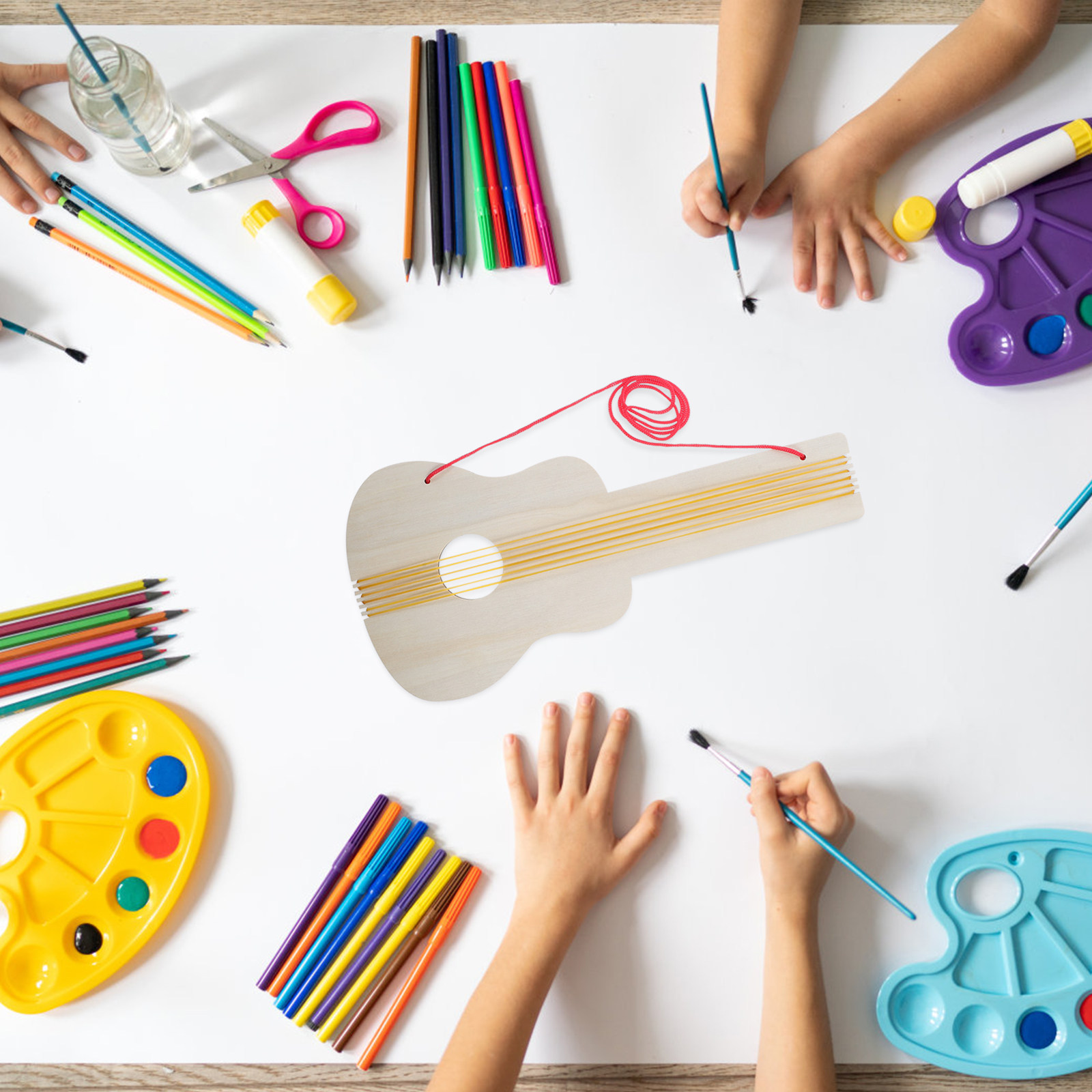 4Pcs Wooden Guitar Kids DIY Cr - Musical Instrument Diy For Kids 评论和价格