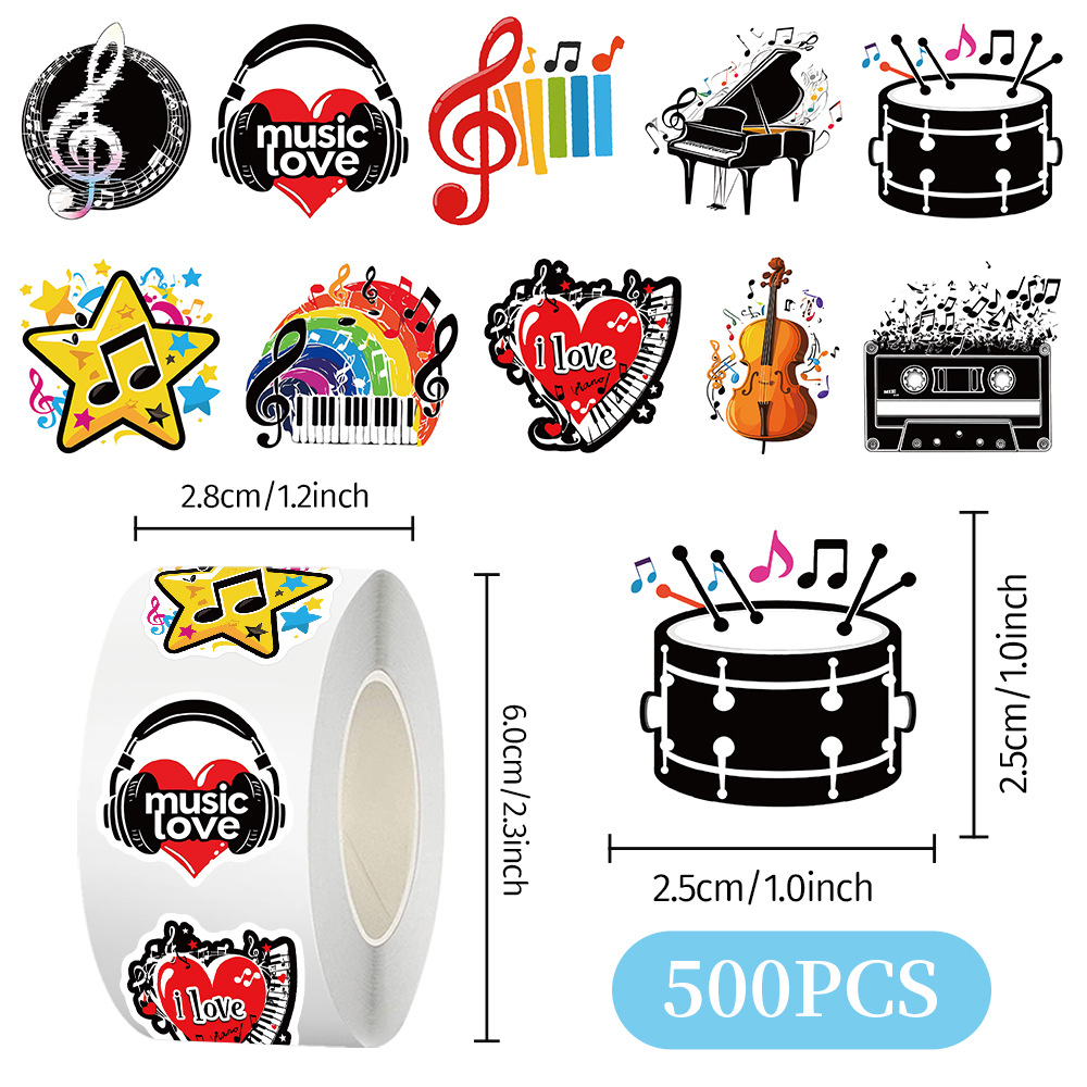 500pcs Roll Stickers Musical I - Musical Instrument Diy For Kids 评论和价格