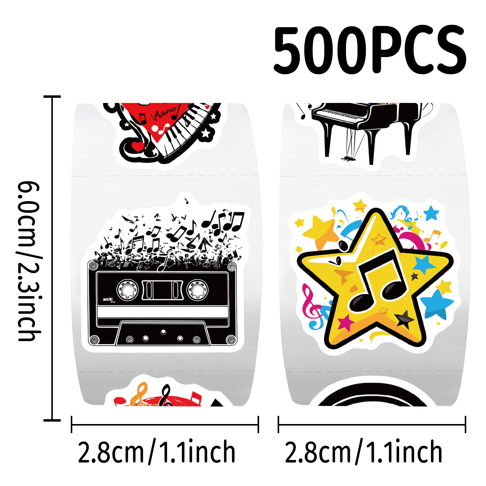 500pcs Roll Stickers Musical I - Musical Instrument Diy For Kids 评论和价格
