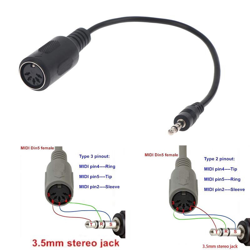 Hot Sale MIDI Din 5 To 3.5mm T - Musical Instrument Videos 评论和价格